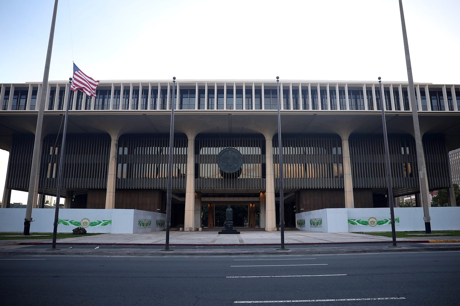 The open-air Hawaii State Capitol in Honolulu
