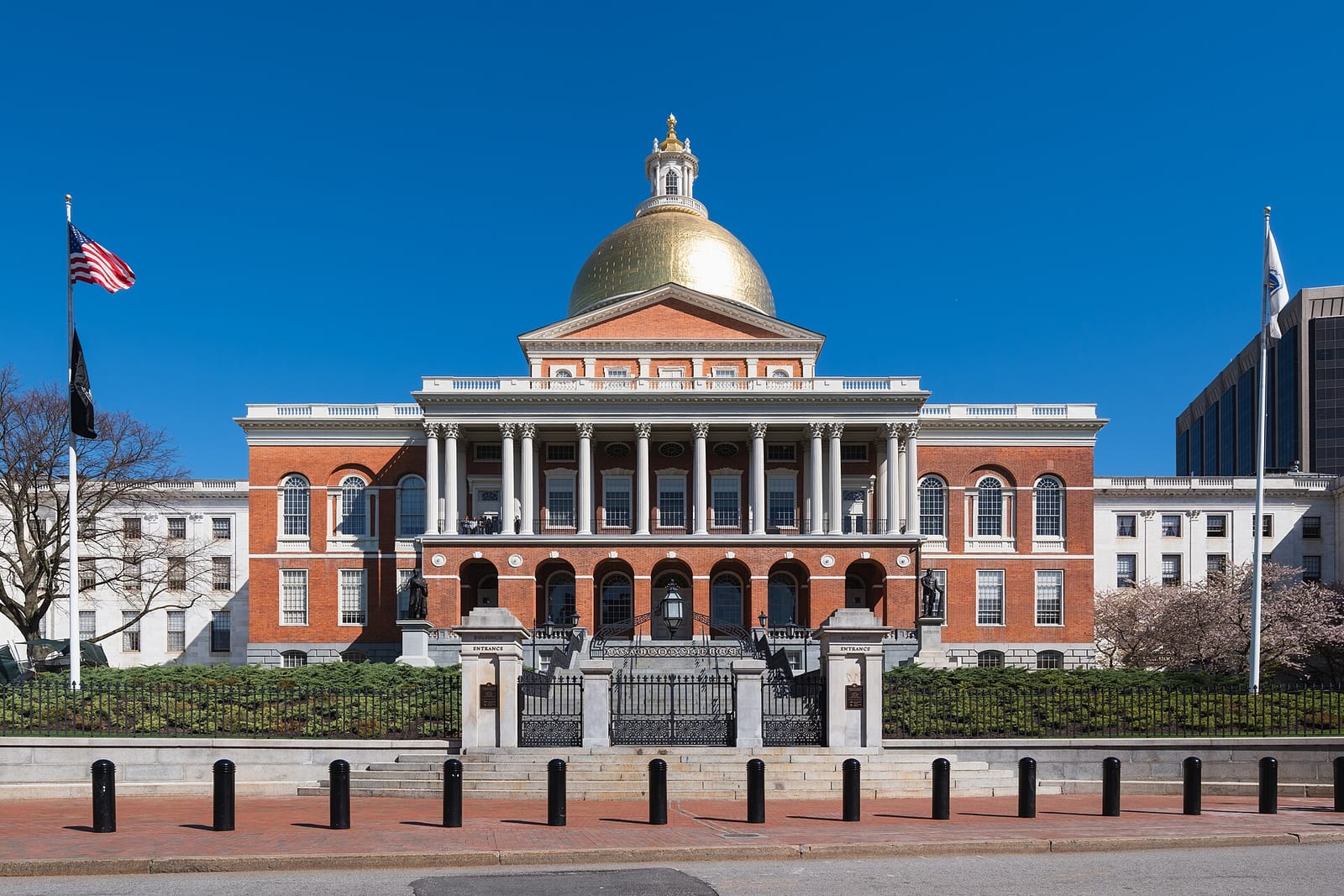 The Massachusetts State House with its golden dome in Boston